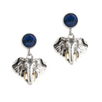 Olifantenkop & Lapis Lazuli Oorhangers van Bill Skinner - zilverkleurige olifantenkop met lapis lazuli