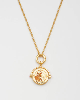 Stier sterrenbeeldketting van Fable England - draaibare hanger met groene aventurijn