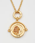Leeuw Sterrenbeeldketting van Fable England - draaibare talisman met karneool en oranje zirkonia