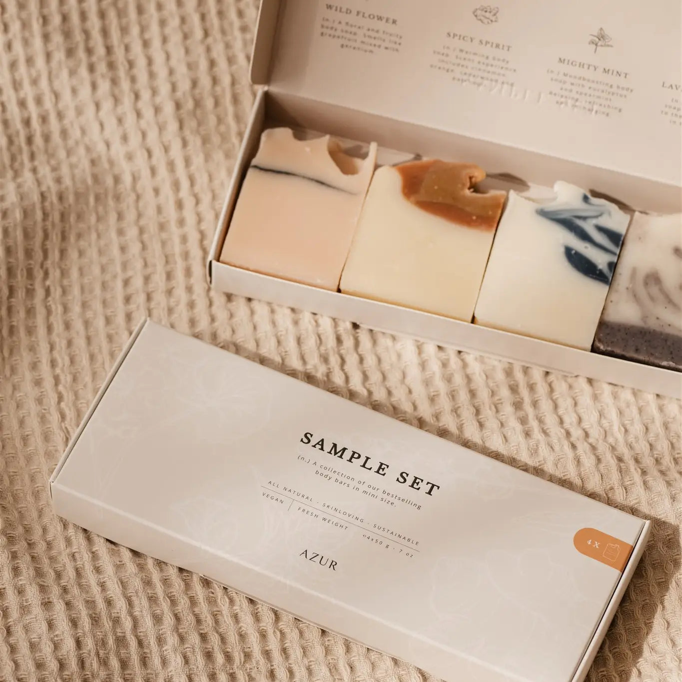 Natuurlijke bodybar sample set met Mighty Mint Lavender Fields en Spicy Spirit
