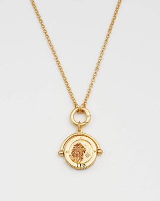 Leeuw Sterrenbeeldketting van Fable England - draaibare talisman met karneool en oranje zirkonia