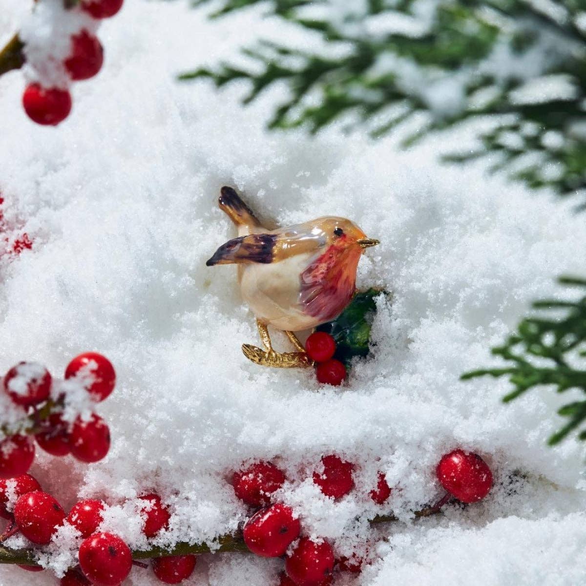 Roodborstje Broche met Hulst - Bill Skinner
