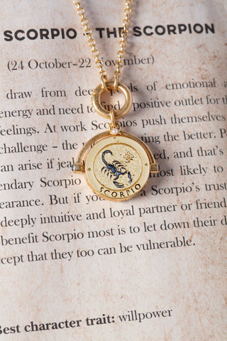 Schorpioen sterrenbeeldketting van Fable England - draaibare hanger met lapis lazuli