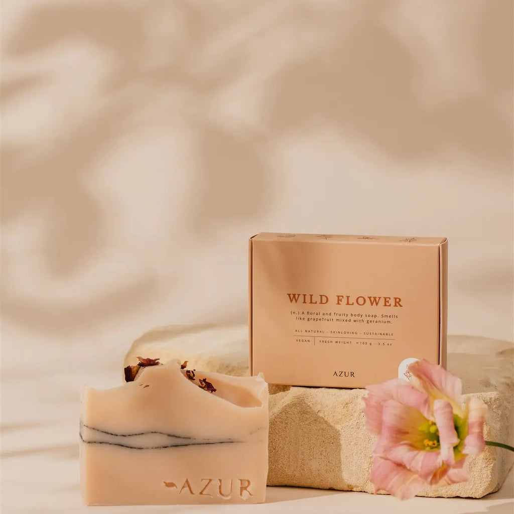 Wild Flower natuurlijke bodybar met roze klei voor gevoelige huid