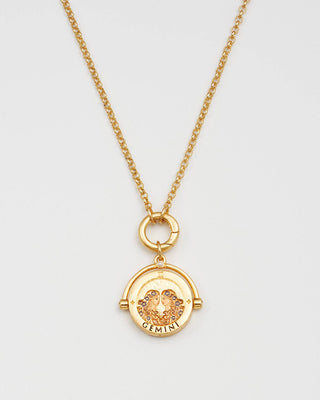 Tweelingen Sterrenbeeldketting van Fable England - vergulde hanger met Blue Lace-agaat