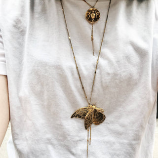 Gouden vlinder lange ketting