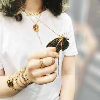 Gouden vlinder lange ketting