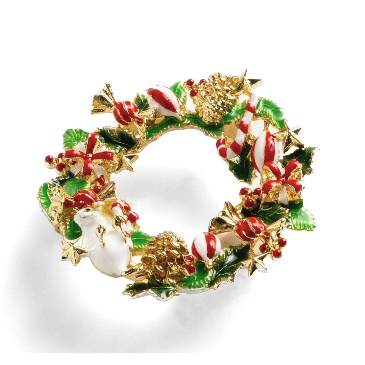 Broche met kerstkrans en muis - Bill Skinner