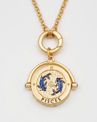 Vissen sterrenbeeldketting van Fable England - verguld messing met handgeschilderde emaille