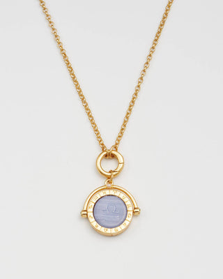 Weegschaal sterrenbeeldketting van Fable England - draaibare hanger met Blue Lace-agaat