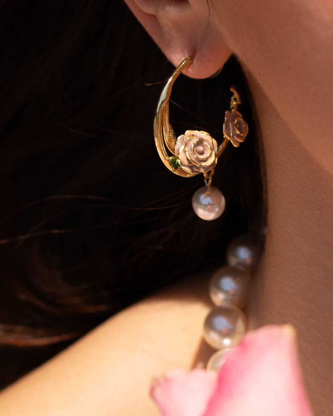 Vintage Rose & Pearl Creolen – Bill Skinner