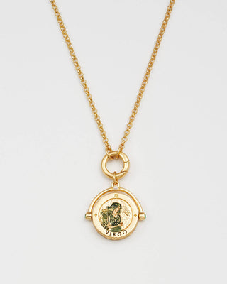 Maagd Sterrenbeeldketting van Fable England - draaibare talisman met handbeschilderde emaille hanger
