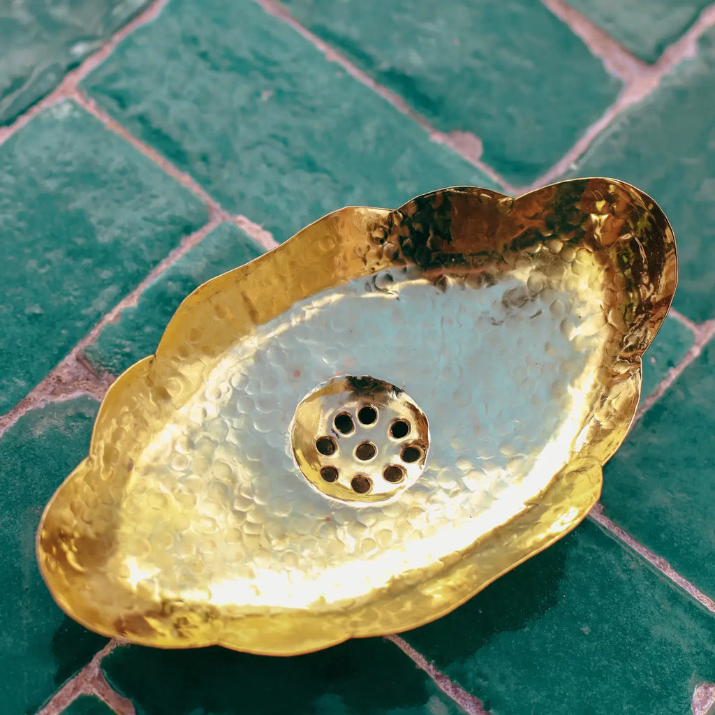 Messing zeepbakje Shell handgemaakt in Marokko