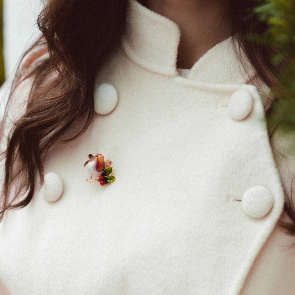Roodborstje Broche met Hulst - Bill Skinner