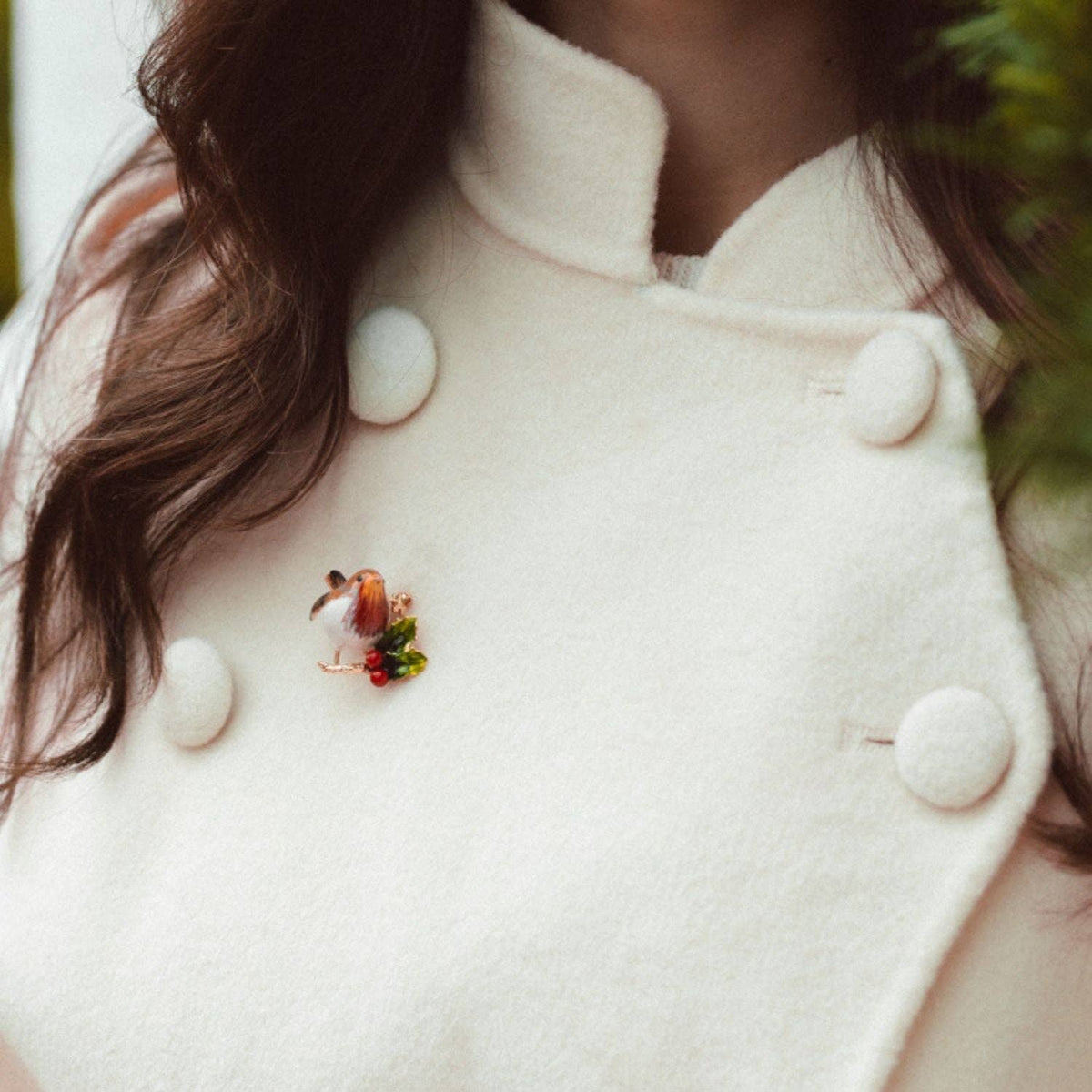 Roodborstje Broche met Hulst - Bill Skinner