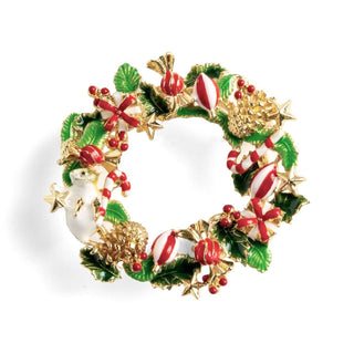 Broche met kerstkrans en muis - Bill Skinner