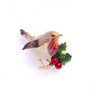 Roodborstje Broche met Hulst - Bill Skinner