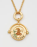 Steenbok Sterrenbeeldketting van Fable England - draaibare talisman met groene aventurijn
